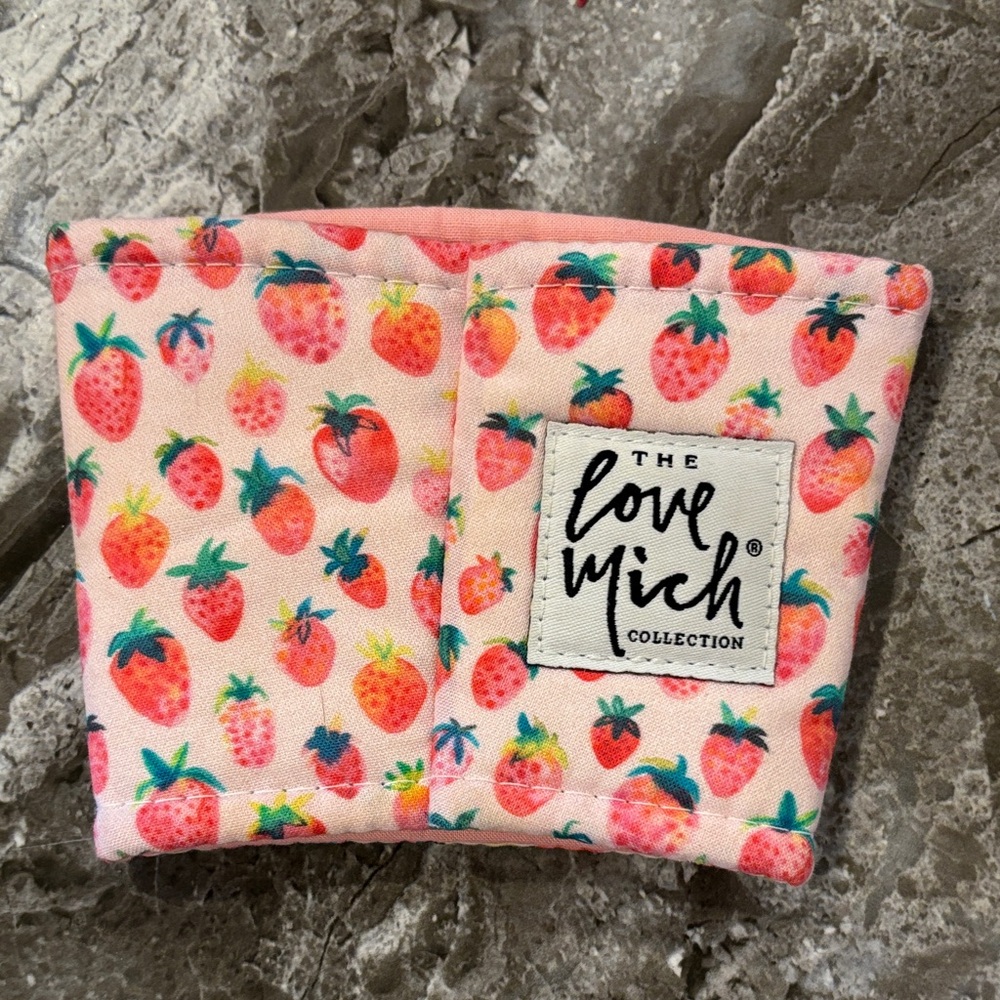 Love Mich Strawberry Print Small Coffee Cozy